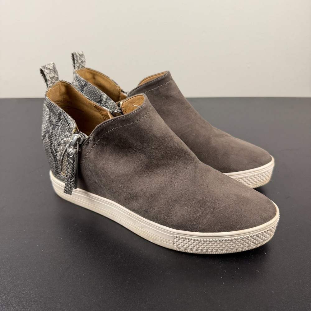 Susina Adara-Fab Wedge Sneakers Women's 7.5M Gray Faux Suede Snake Print Casual